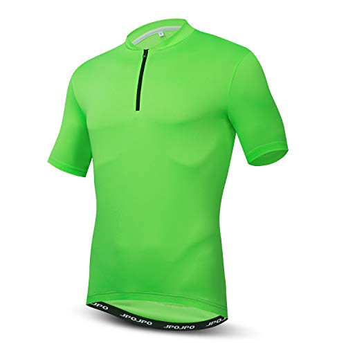 Herren Radtrikot Kurzarm Outdoor Biking Bekleidung mit 3 Rückentaschen, grasgrün, Groß