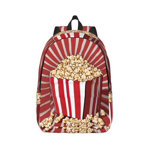 WURTON Robuster Rucksack mit Popcorn-Druck, lässiger Büchertasche, für Herren und Damen, Laptop, leicht, niedlich, Reiserucksack, Schwarz, Medium