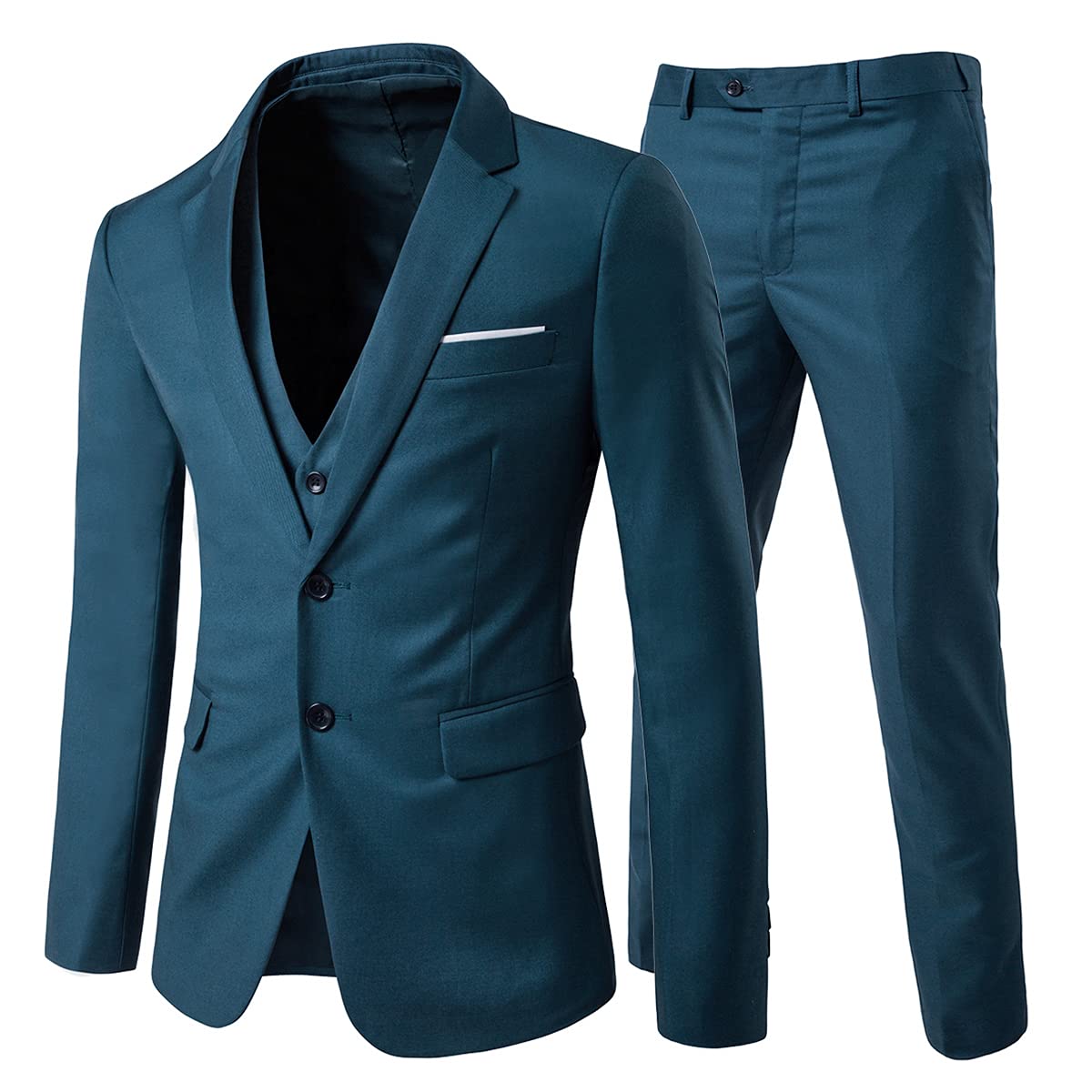 Allthemen Anzug Herren 3 Teilig Herrenanzug Slim Fit 2 Knopf Hochzeitanzug Anzüge Sakko für Business Blau XXL