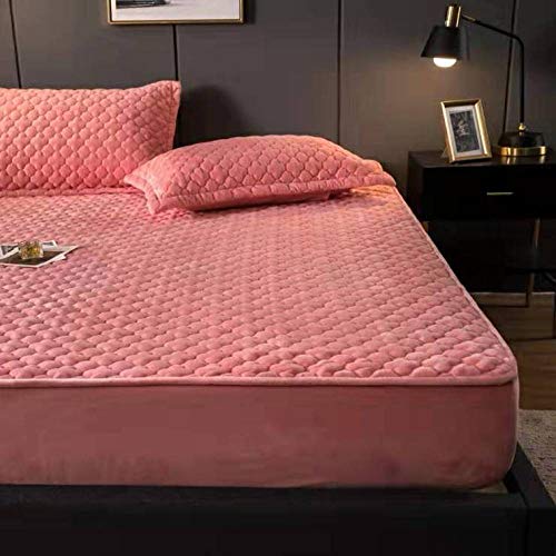 Schmutzabweisendes Spannbettlaken mit tiefen Taschen, Doppelbett, dicker Flanell-Matratzenbezug, elastisches Bettlaken, geeignet für Schlafzimmer, Privatunterkunft, Rosa (Grün, Doppelbett, 120 x 200