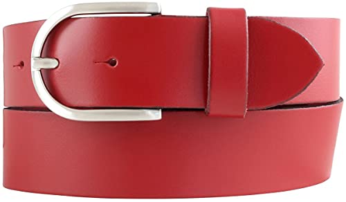 BELTINGER Damen-Gürtel aus 100% echtem Leder 4 cm | Jeans-Gürtel für Damen 40mm | Spaltleder-Gürtel in 4cm mit runder Schließe | Rot 90cm