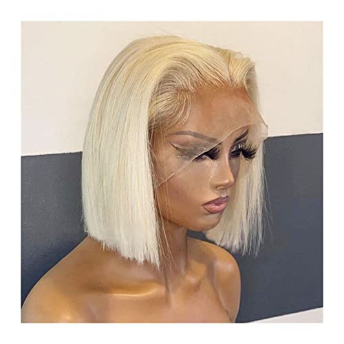 Perücke 613 Blonde Bob-Perücke, kurze, gerade Perücke, vorgezupfte T-Teil-Spitze, Echthaar-Perücken mit Babyhaar, brasilianisches Haar, 8–16 Zoll, HD, transparent, gerade, Bob-Perücke Frauen Perücken