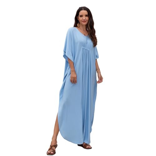 ohodhmnu Strand-Kaftan-Kleid, Damen, Strand-Kaftan-Kleid, kurzärmelig, Badeanzug