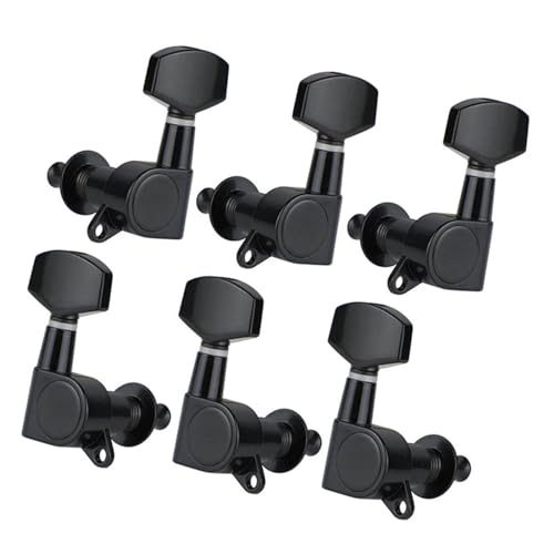 Strings Tuning Pegs Mechaniken Für Gitarre Halbgeschlossene Stimmwirbel für Gitarrensaiten, Stimmwirbel für akustische E-Gitarre, 3L- und 3R-Stimmwirbel (Color : Black)