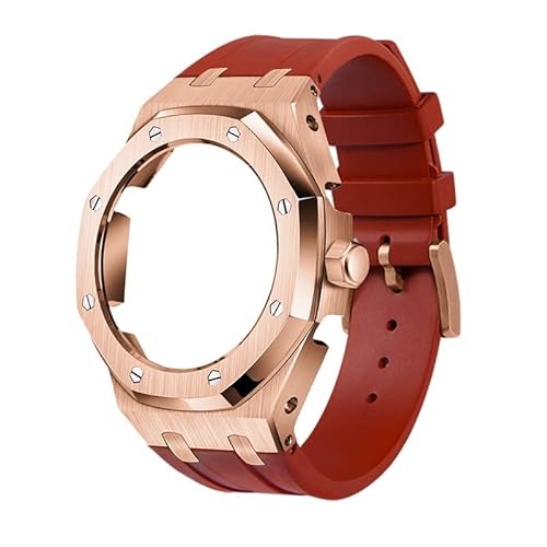 IOTUP GA2100/2110 Uhrenarmband aus Gummi und Edelstahl-Metallgehäuse, kompatibel mit GA2100/2110, verbesserte Metalllünette, Fluorkautschuk-Armband, Einheitsgröße, Achat