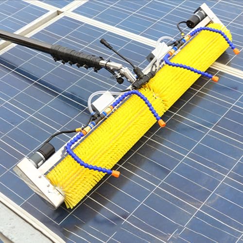 HTIANMM Solarmodul-Reinigungsmaschine, wasserbetriebene Teleskopstange, 100 cm Walzenbürste, Solarmodul-Reinigungsgerät,4m/13ft