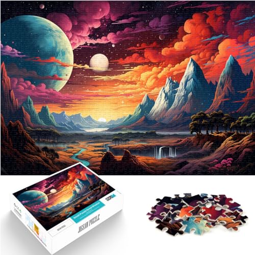 Puzzlespiel Bunte Psychedelie der Planetenlandschaft für Erwachsene 1000-teiliges Puzzle Holzpuzzle für anspruchsvolles Puzzlespiel und Familienspiel 1000 Teile (50 x 75 cm)