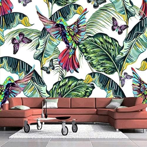 XLMING Green Leaf Schmetterling Vogel 3D Tapete Wohnzimmer Sofa Schlafzimmer Esszimmer Home Dekoration Wand-200cm×140cm