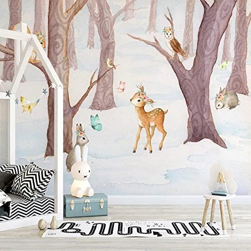 XLMING Cartoon Tier Wald Kinderzimmer 3D Tapete Home Dekoration Wohnzimmer Sofa Schlafzimmer Tv Hintergrund Wand-150cm×105cm