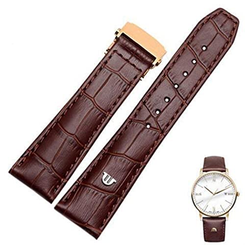 NEYENS Uhrenarmband aus echtem Leder, für Maurice Lacroix Uhrenarmband, mit Faltschließe, 20 mm / 22 mm, Schwarz / Braun, 22 mm, Achat