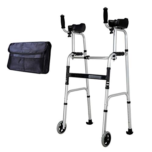 Klappbarer Rollator für ältere Menschen, abnehmbare Armlehne, höhenverstellbar, leicht, Rollator, Gehgestell, Mobilitätshilfe, Transportstuhl, mit 2 Rädern und Tragetasche, Dekoration