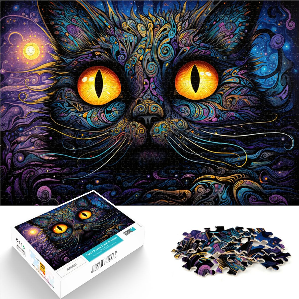 Puzzle für farbenfrohe, psychedelische Siamkatze, 1000-teiliges Puzzle für Erwachsene, Holzpuzzle, 1000 Teile (50 x 75 cm)