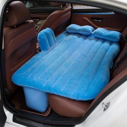 GLILAR Auto Luftmatratze Auto Luftbett Aufblasbare Matratze Innenraum Autozubehör Reise Camping Auto Rücksitz Bett Mit Luftpumpe Fahrzeugbedarf MPV SUV 135X80cm(Blue)