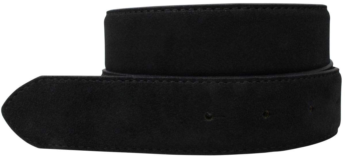 BELTINGER Gürtel aus Veloursleder ohne Schnalle 3,5 cm | Velour-Ledergürtel für Damen Herren 35mm | Wildleder-Gürtel | Schwarz 95cm