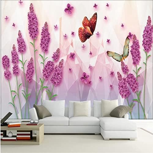 XLMING Lavendel Freie Blume 3D Tapete Wohnzimmer Sofa Schlafzimmer Esszimmer Home Dekoration Wand-400cm×280cm