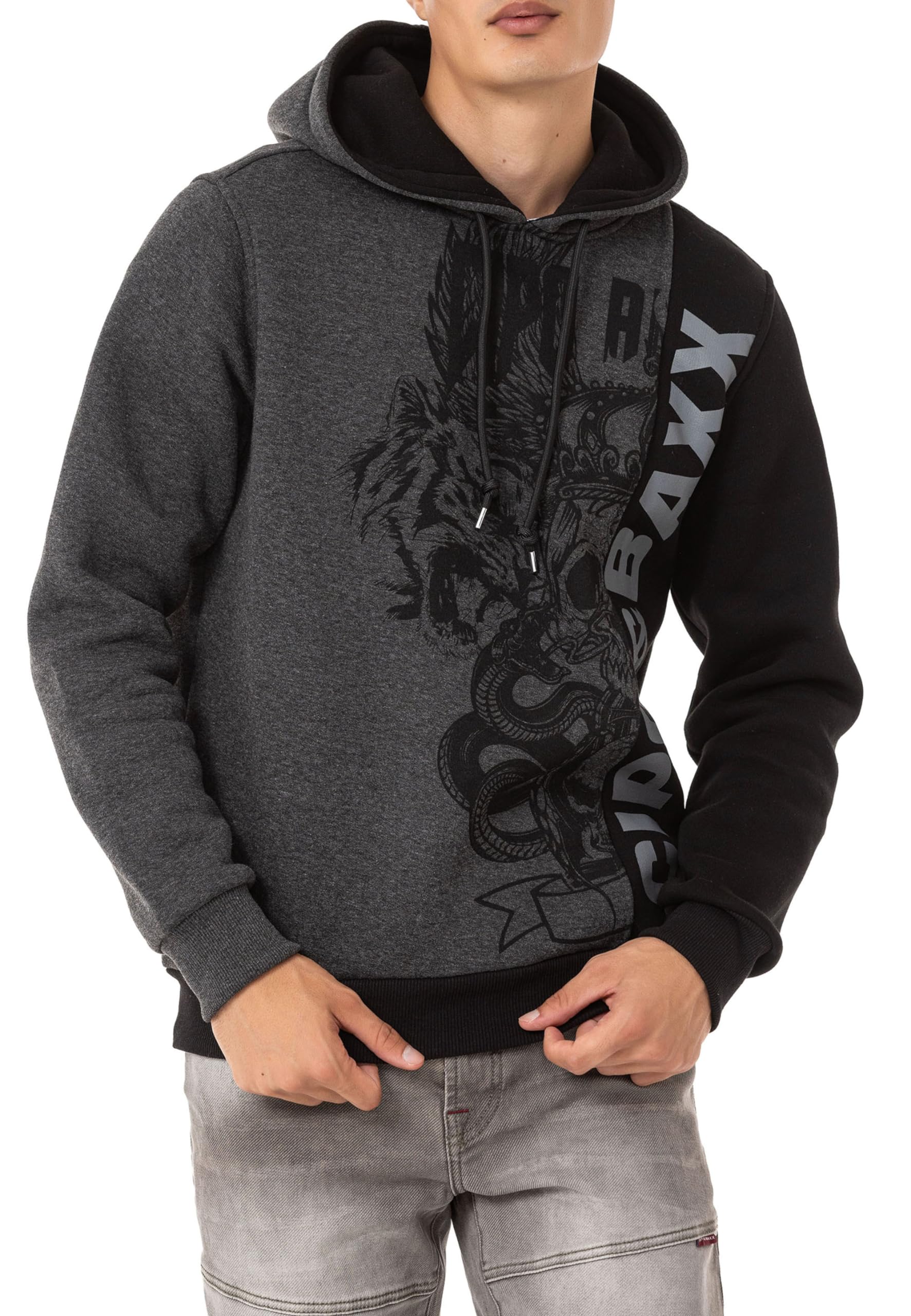 Cipo & Baxx Herren Hoodie Kapuzensweat Sweater Pullover CL541 Anthracite L