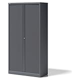 BISLEY Rollladenschrank Essentials mit 4 Fachböden für 5 Ordnerhöhen, Metall, 9634 Rollladen Anthrazit, Korpus Anthrazitgrau, 47 x 100 x 198 cm