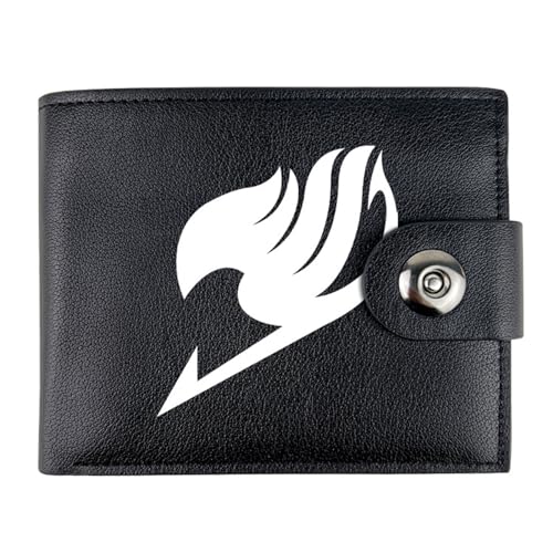 RYNDEX FAI-ry TA-il Anime-Geldbörsen, Cartoon-Münztasche Kleine Geldbörse, PU-Leder Geldbörse Brieftasche Wallet(Color:Black 1)