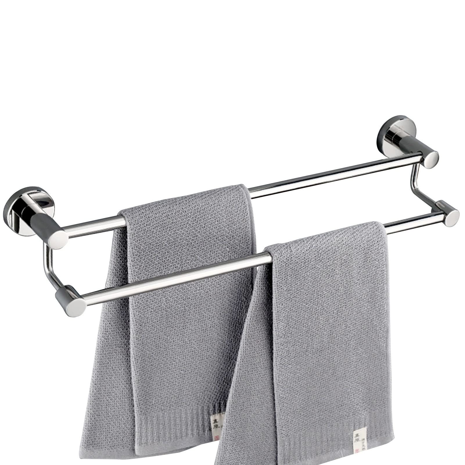 Doppelstangen-Badetuchstange, 304 Edelstahl-Handtuchstange, gebürsteter Silber-Finish-Handtuchhalter, an der Wand befestigte Badetuchstange für Badezimmer und Küche (Size : 120cm)