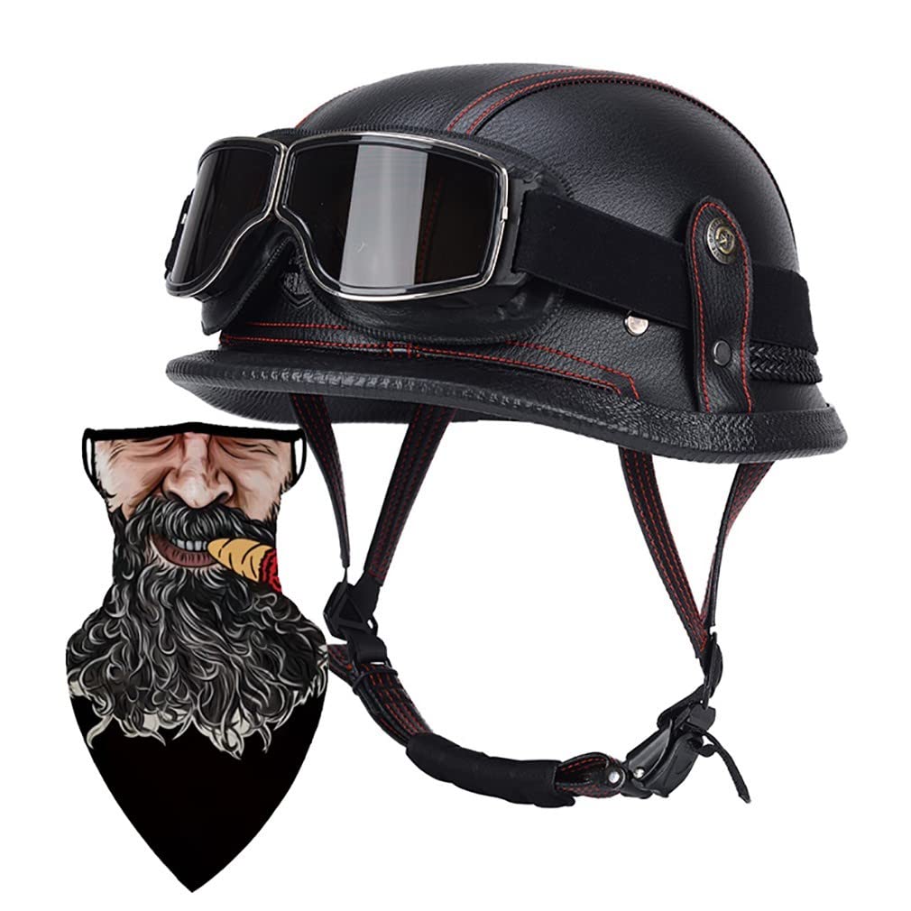 Halbschalenhelm mit DOT/ECE Motorradhelm Motorrad Halbhelme Open Face Helm Jethelm Rollerhelm Motorrad-Halb offener Helm Mopedhelm Cruiser Chopper Helm