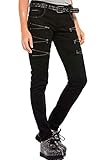 Cipo & Baxx Damen Jeans Hose Pants Ziersteine Denim Modern Regular Fit Jeanshose Schwarz W26 L34