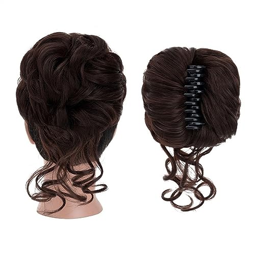 Haarknoten Synthetischer Haarknoten mit Klaue, Chignon for Frauen, unordentliche, lockige Haarknoten, Clip-in-Pferdeschwanz-Haarverlängerungen, flauschige, natürliche, falsche Pferdeschwanz-Haarteile