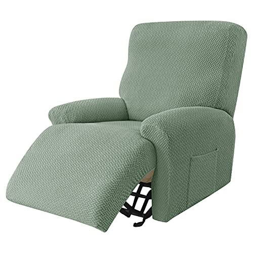 JHLD Stretch Sesselbezug Relaxsessel, 4 Stück Ruhesessel Bezug Jacquard Relaxsessel Bezug Anti-rutsch Ruhesessel Bezüge Abnehmbare Waschbar Für Wohnzimmer-Grün-1 Sitzer