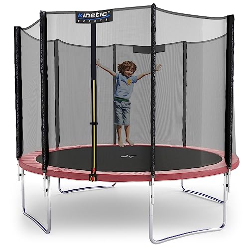 KINETIC SPORTS Trampolin Outdoor Ø 305 cm Pink | TÜV Rheinland GS-geprüft | Sicherheitsnetz, Randabdeckung | UV-beständig | Kindertrampolin Gartentrampolin Set