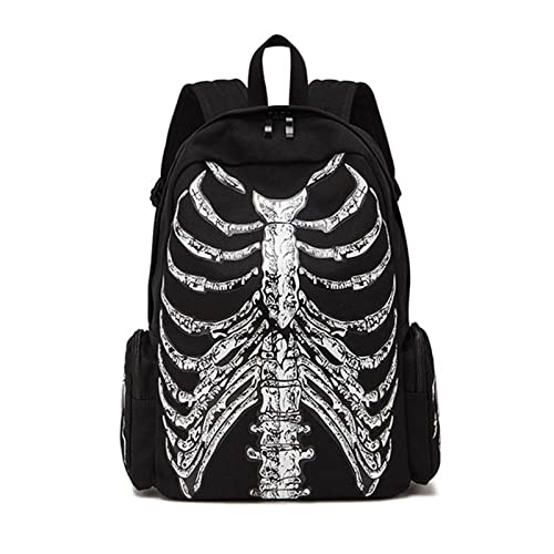 Rucksack Totenkopf Skelett Halloween Reiserucksack Lässiger Tagesrucksack Schultasche Frauen Studenten Teenager