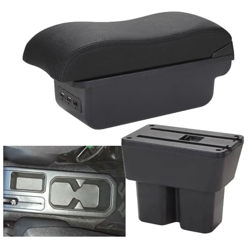 Kadue Auto Armlehnenbox für Suzuki Jimny JB74 2018-2024, Mittelarmlehne Aufbewahrungsbox Mittelkonsole Armlehne Organizer mit USB-Ladeanschluss Zubehör,A/Black-line-with USB