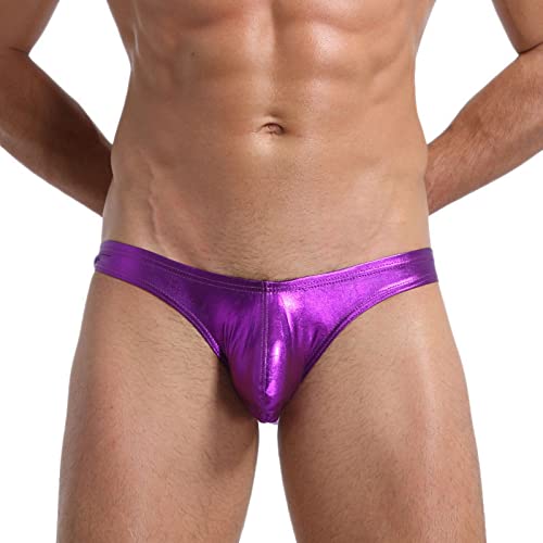 ALANZE Herren Badehose Bikini Bademode Unterwäsche Gay Badeanzug Badehose Badehose PU Badeanzug Mann,02SJ Lila,L