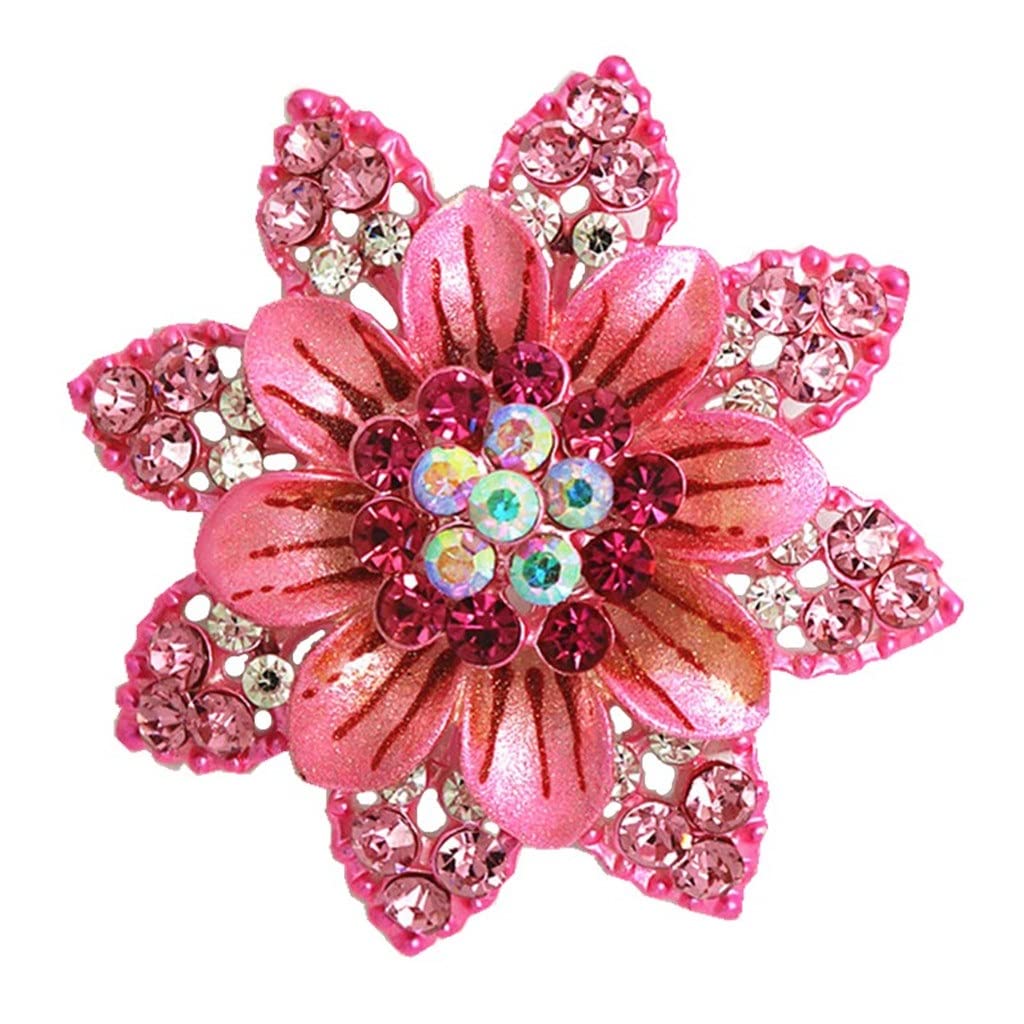 AIHEDOUJ Legierung Emaille rosa Blume Brosche Pin Kristall Broschen Damen Bekleidungszubehör (Farbe: A, Größe: Einheitsgröße) (A Einheitsgröße)