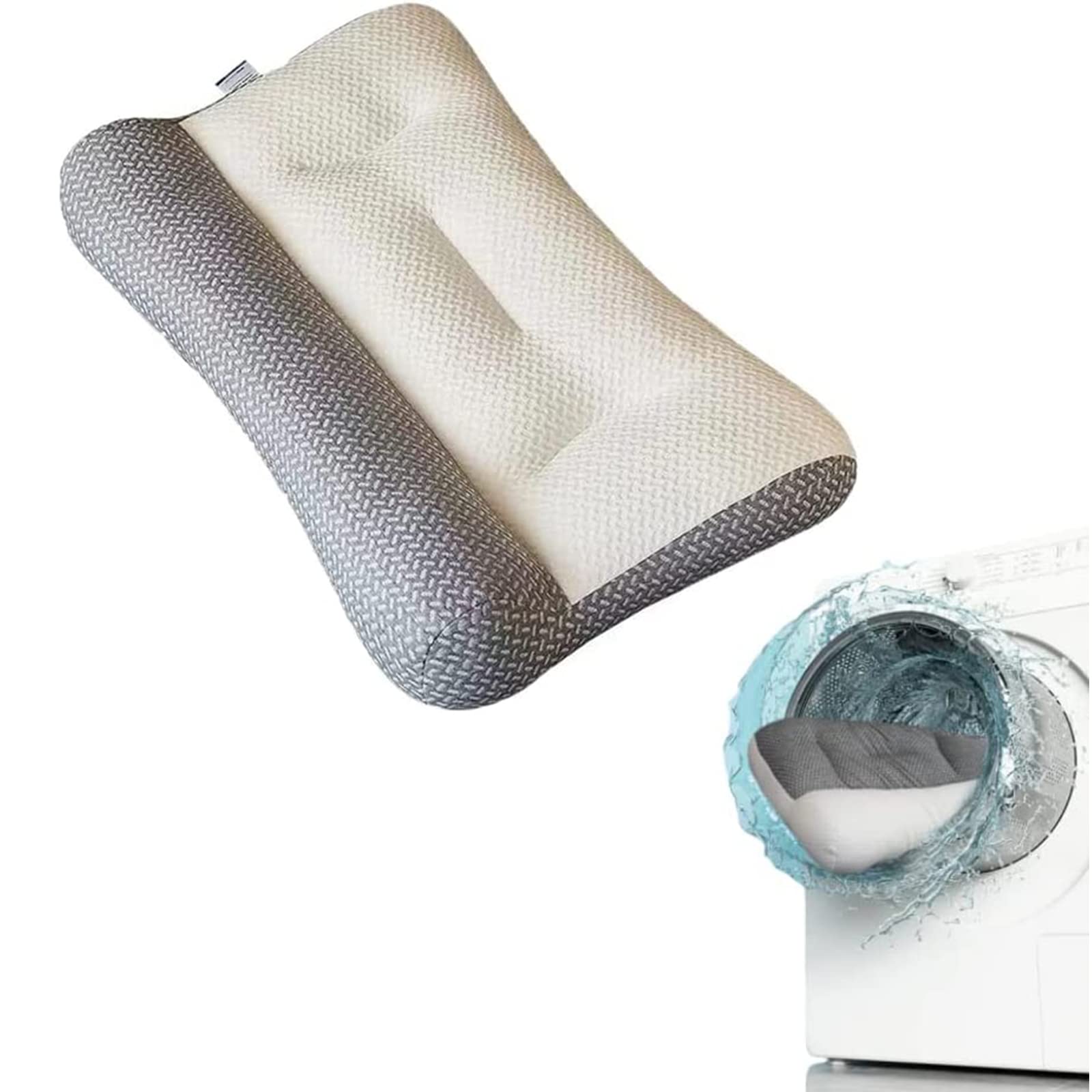 Japanisches ergonomisches Kissen, Super ergonomisches Kissen, Einstellbare Ergonomie Kontur Orthopädisches Bettkissen, Geeignet für Seiten-, Rücken- und Bauchschläfer,Grau,2pcs