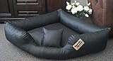 Hundebett Eckbett Hundesofa Schlafplatz Kunstleder Canto (80 cm X 80 cm, Schwarz)