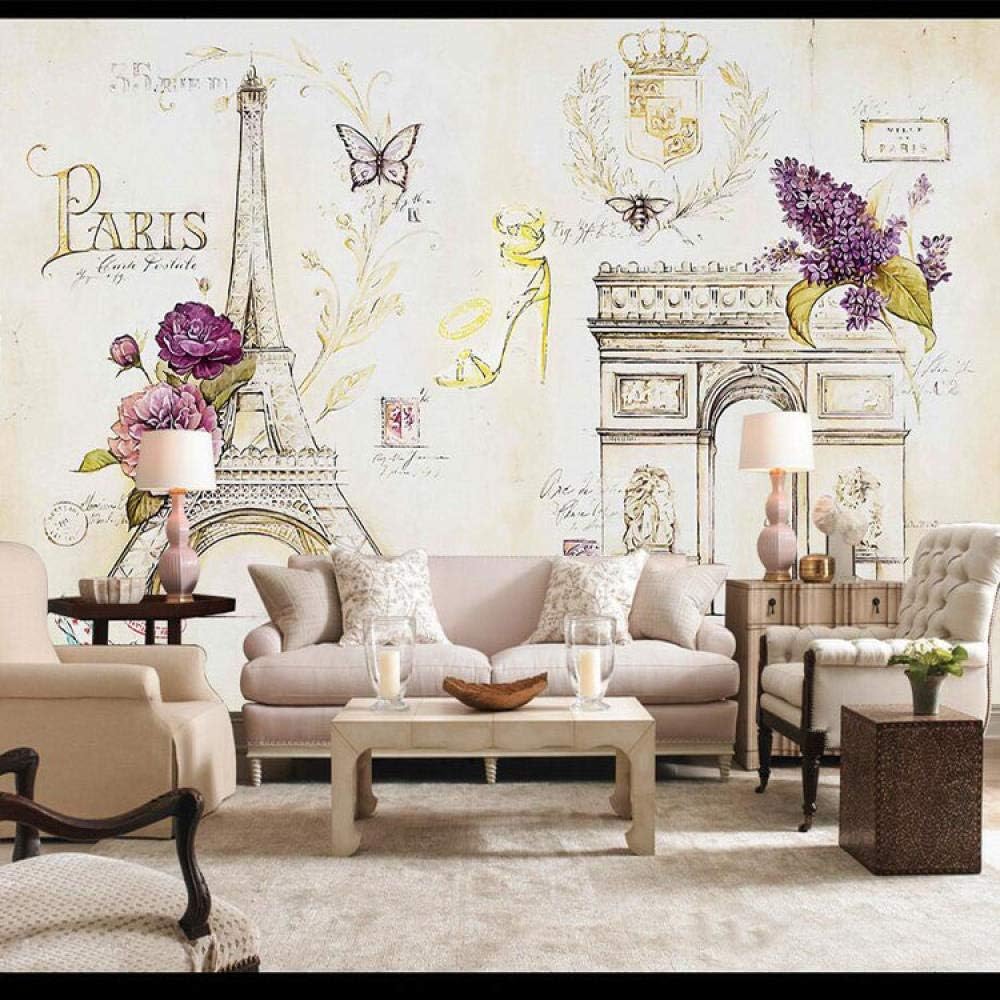 Schloss Lila Blume Schmetterling 3D Tapete Poster Restaurant Schlafzimmer Wohnzimmer Sofa TV Dekorative Wand-200cm×140cm