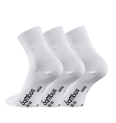 TippTexx24 Bambussocken, 6 Paar Bambussocken Sneakersocken oder Kurzschaftsocken, Kurzschaft Weiß, 43/46