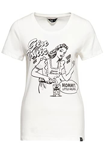 Queen Kerosin Damen T-Shirt | Basic Shirt | Frontprint | Classic Shirt | Casual | Retro | Rundhalsausschnitt | Vintage | Pin-Up | Retro Shirt | 50S | Gin Tonic Gin Tonic