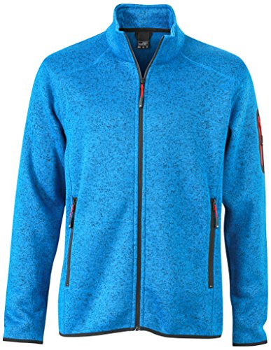 James & Nicholson Herren Jacke Jacke Knitted Fleece Jacket blau (Royal-Melange/Red) Large