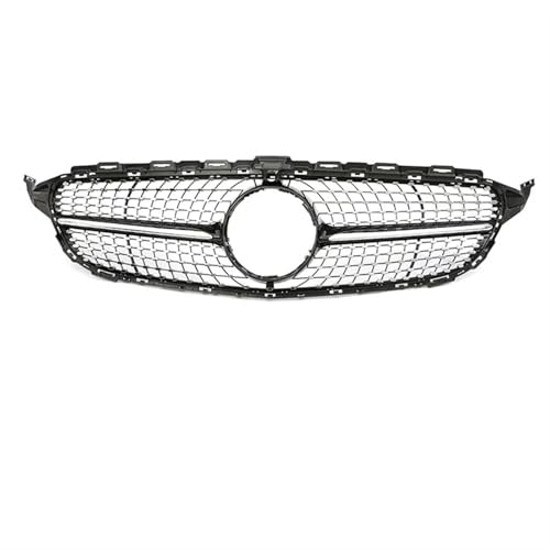 Frontgrills Für Benz C Klasse W205 2015-2018 Auto Racing Kühlergrill Oberen Stoßfänger Haube Mesh Grill Front Bumper Grille(Diamond B with)