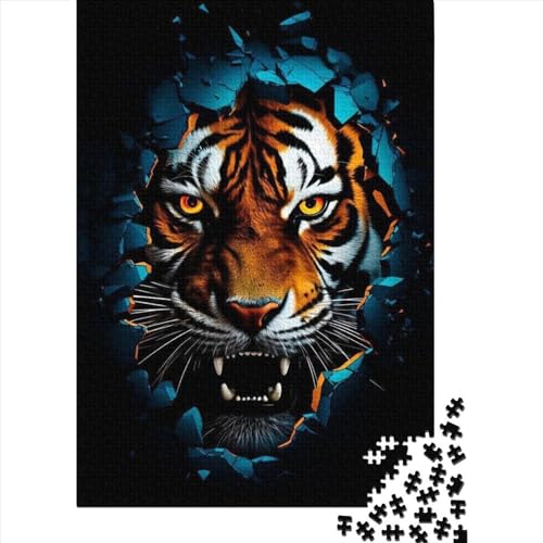 Tiger-Puzzle aus Holz, Puzzle für Erwachsene, Teenager, Erwachsene, Puzzle, 1000 Teile, Heimdekoration, Puzzle (Größe: 75 x 50 cm)