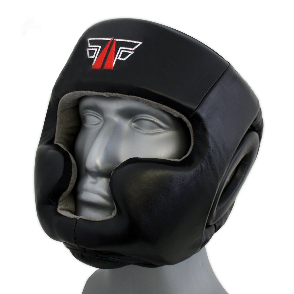 FOX-FIGHT PRO KOPFSCHUTZ Full FACE KOPFSCHUTS HEADGUARD/Leder (schwarz, L/XL)