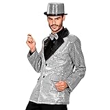 "SILVER SEQUIN JACKET WITH SATIN COLLAR" - (XL)