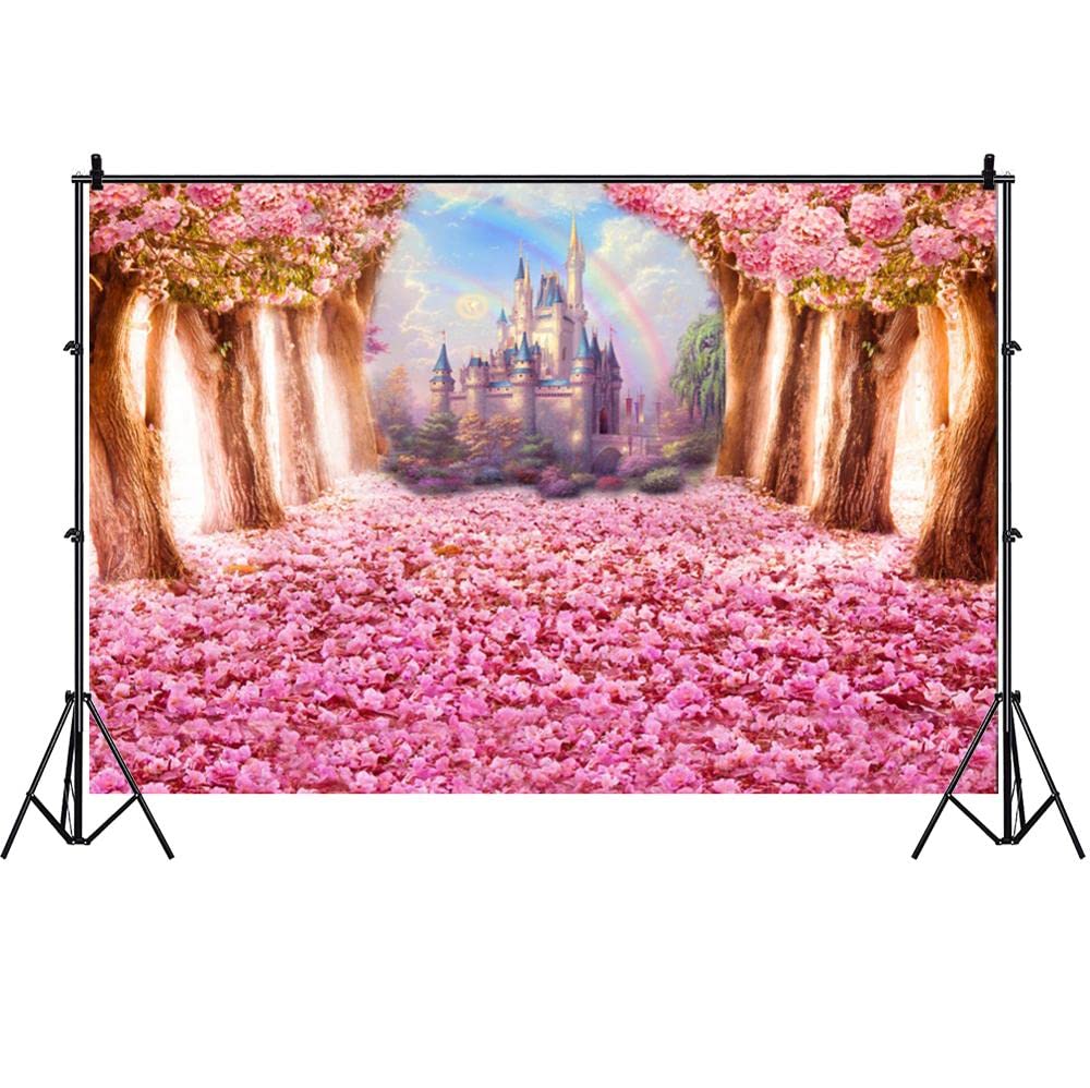 Rosa Fantasy Schloss Fotografie Kulisse Prinzessin Party Hochzeit Foto Hintergrund Dekoration Studio Requisite 350x230cm