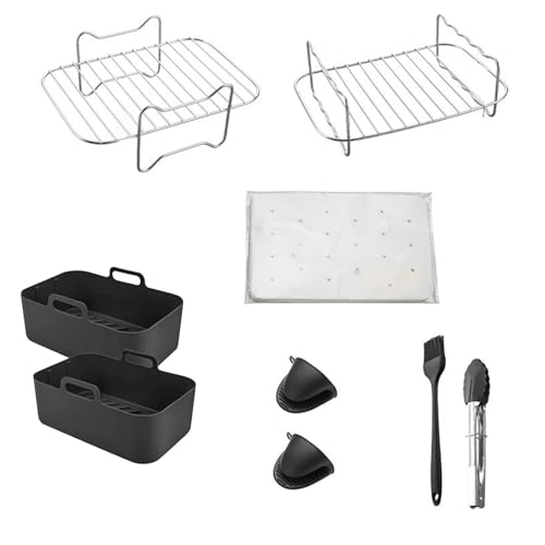 Air Fryer Kits Doppelkorb Air Fryer Edelstahl Grills Rack Air Fryer Liner Küche Zangen Werkzeug