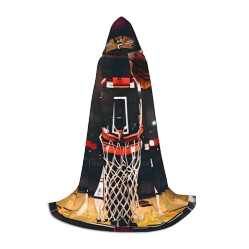 WURTON Basketball-Druck, Halloween-Kapuzenumhang, Unisex, Gothic-Umhang für Cosplay-Festlichkeiten