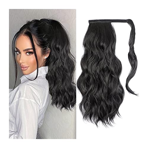 Ponytail Extension/Haarteil Synthetische lange gewellte Pferdeschwanz-Verlängerung 50,8 cm Körper-gewellte Wrap-Around-Pferdeschwanz-Haarverlängerung for Frauen flauschiges synthetisches natürliches w