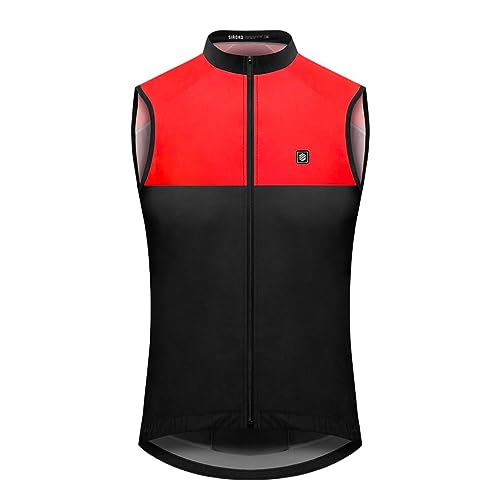 SIROKO - Fahrradweste Windstopper für Damen V1-W Richmond - L - Schwarz/Feuerrot