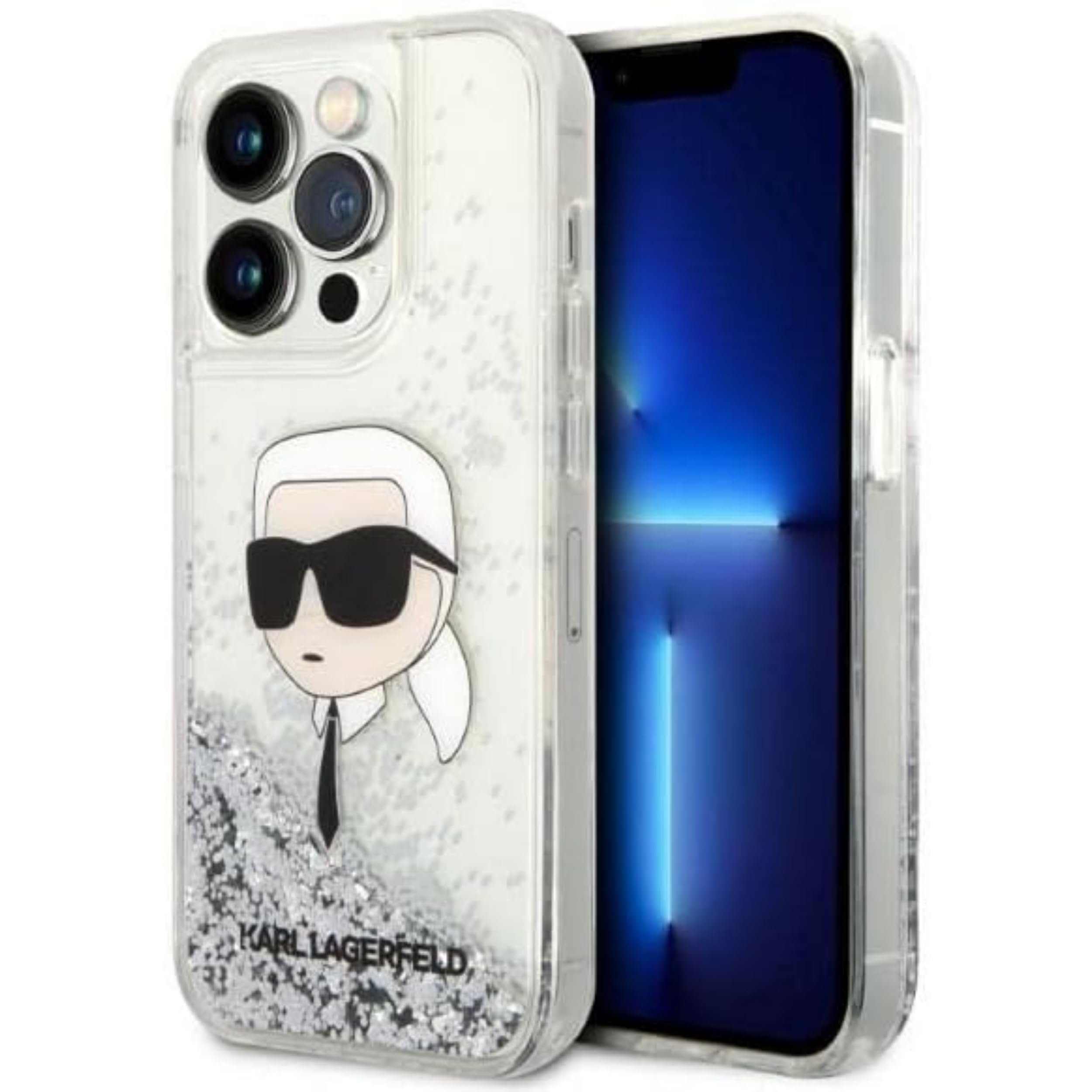 KARL LAGERFELD KLHCP14LLNKHCH Hülle für iPhone 14 Pro 6,1" Silber hardcase Glitt