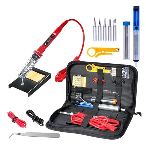 WLLKIY Temperatur Elektrische Lötkolben Kit 80W Lötkolben Kit Mit Multimeter Schweißen Tool Kit Sicher Und Stabil(Red-02)