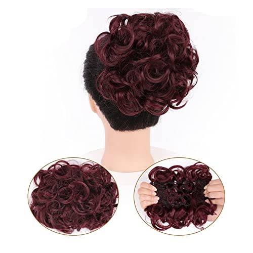 Bun Haarteile Kämme Clip-in-Pferdeschwanzverlängerungen for Frauen, unordentliches, lockiges Haar, Duttverlängerungen, synthetisches Hochsteckfrisur-Haarteil, Chignons, leicht dehnbares Haar Brötchen-